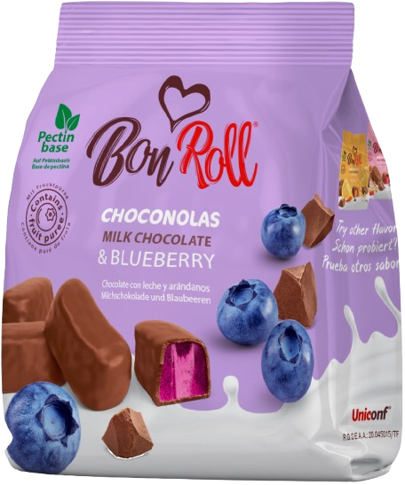 (834) Bon Roll CHOCONOLAS MILK BLUEBERRY 80g