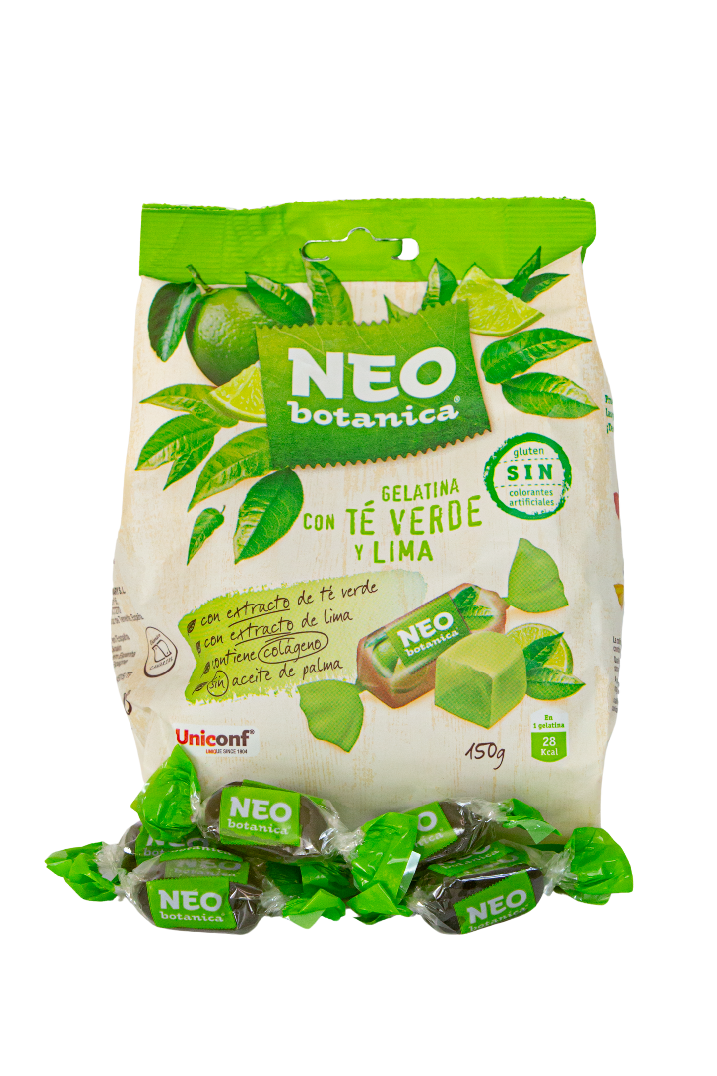 Neo Botanica Jelly with Green Tea & Lime 150g – sugar-free fruit jellies with a refreshing blend of green tea and lime, vegan, gelatin-free, gluten-free, with Halal Food Quality Certificate and IFS Food Certification