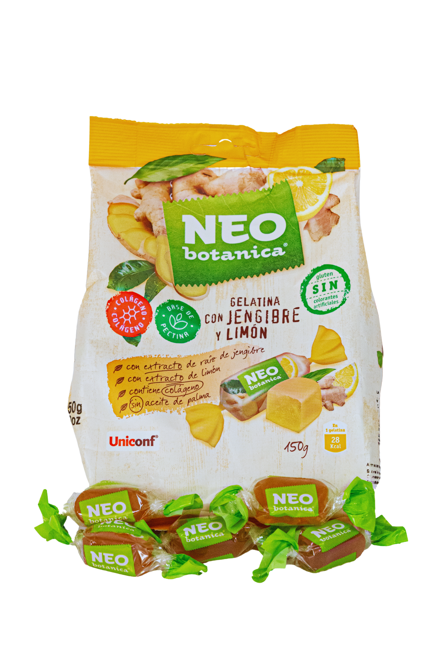 Neo Botanica Lemon & Ginger Jelly Candies 150g – fruity jellies with lemon and ginger flavour, made with natural ingredients – vegan, gelatin-free, gluten-free, with Halal Food Quality Certificate and IFS Food Certification – natural sweets with sugar