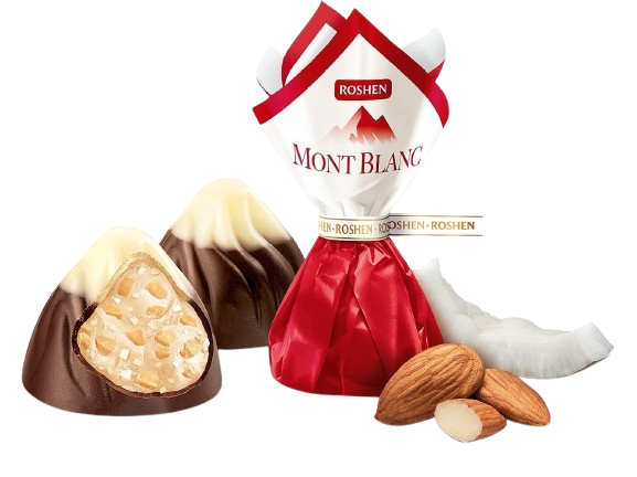(UA291) Roshen Mont Blanc – Candy with Coconut Cream and Almonds