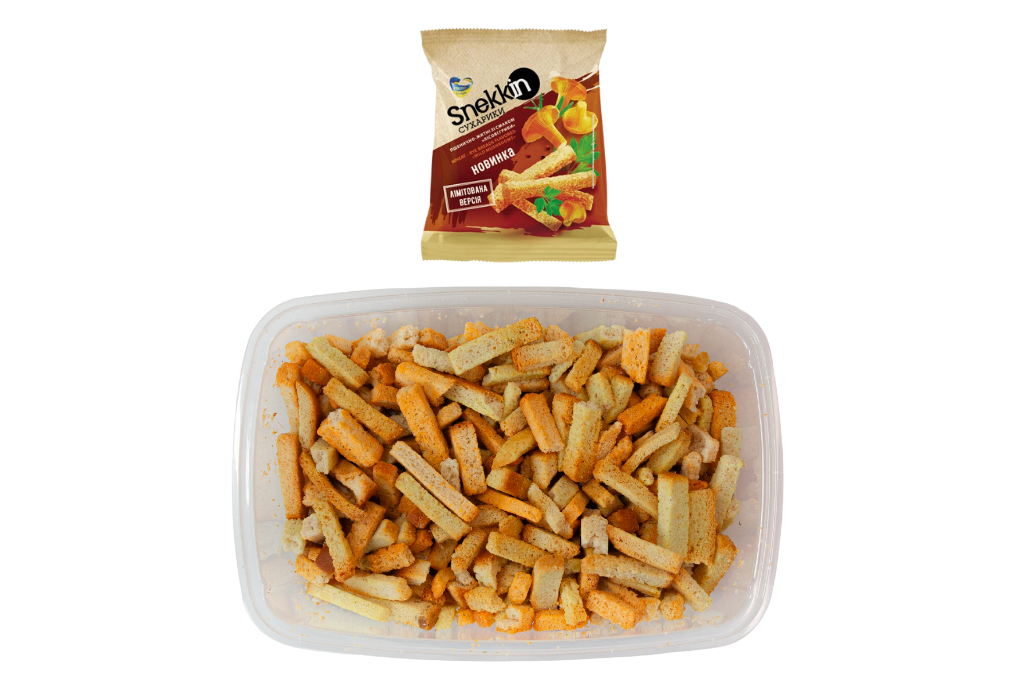 Snekkin wheat-rye croutons forest mushrooms flavor 210g – Ukrainian crispy snacks