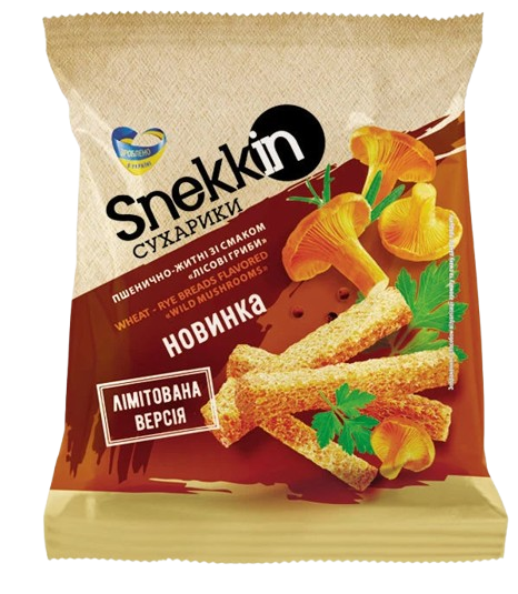Snekkin wheat-rye croutons forest mushrooms flavor 210g – Ukrainian crispy snacks