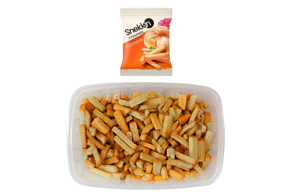 Snekkin wheat-rye croutons kholodets and horseradish flavor 210g – Ukrainian crispy snacks
