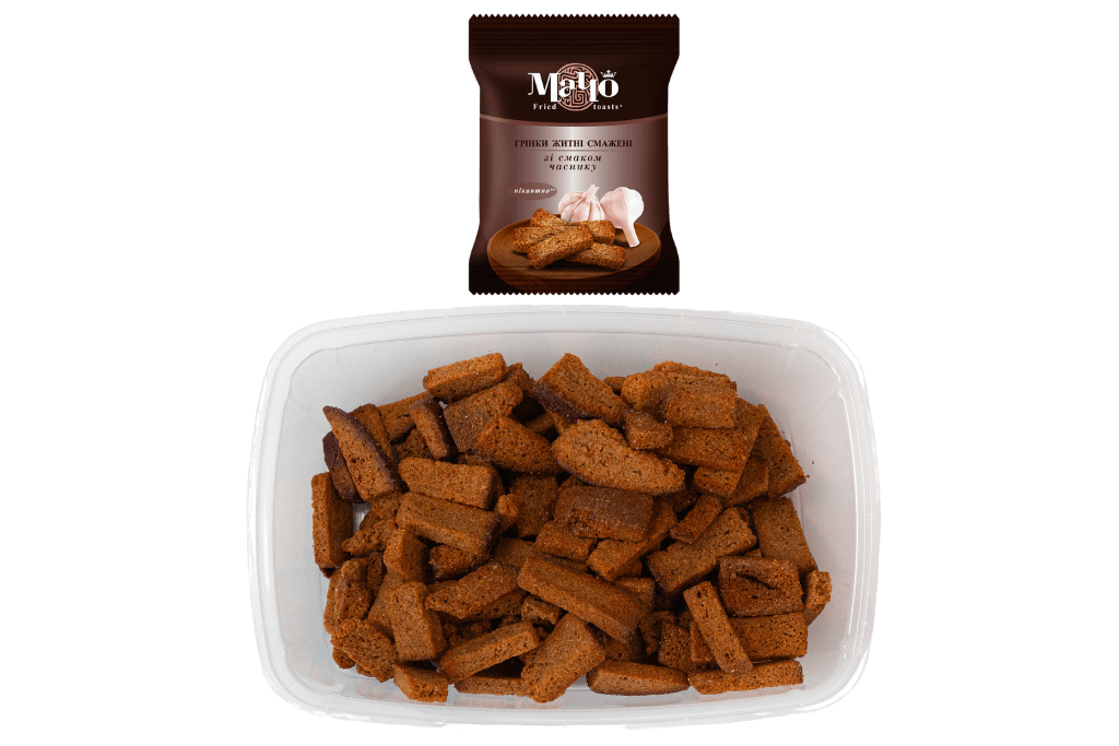 (UA194) Fried rye croutons with garlic flavour Weight 195g. - PLANET OF SWEETS - Box 195g - UA194