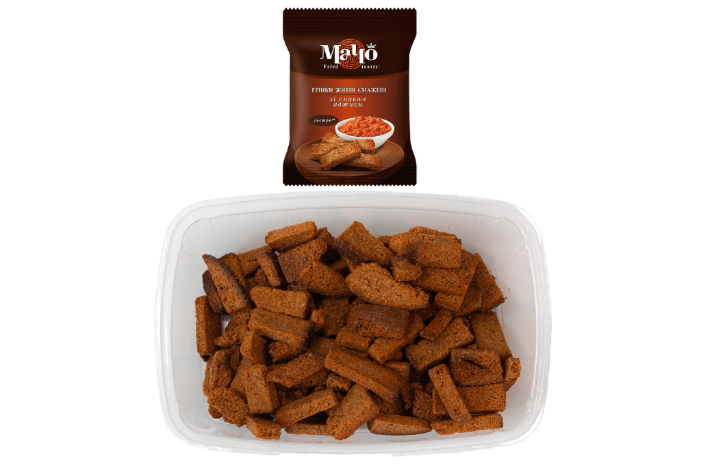 (UA196) Fried rye croutons with adjika flavor Weight 195g. - PLANET OF SWEETS - Box 195g - UA196
