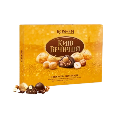 (UA282) Ukrainian Gift Box ROSHEN Chocolate Candy Kyiv Vechirniy.