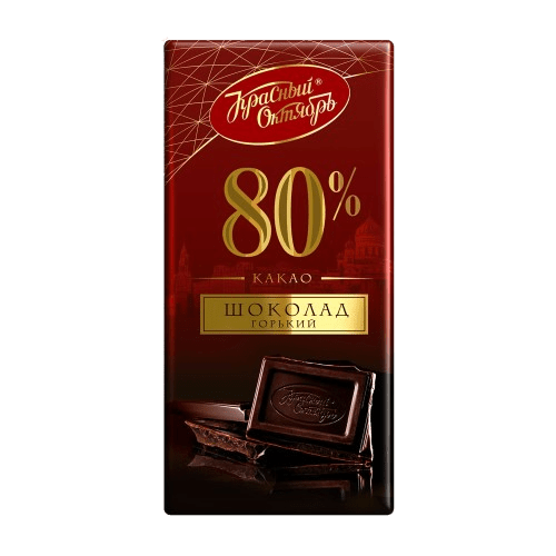 (823) Krasny Oktyabr Bitter Chocolate 80% Cocoa, 75g - PLANET OF SWEETS - 75g - 823