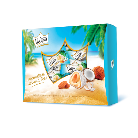 (UA222) Candies "Royal Charm" with Whole Almond and Coconut Cream, 185g BLUE