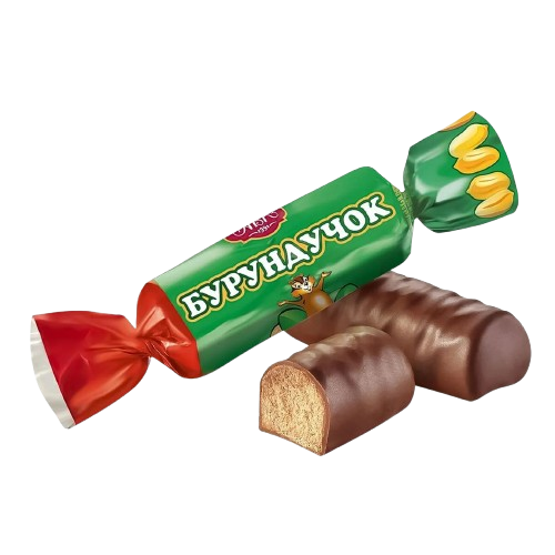 AVK Burunduchok (Chipmunk) – Ukrainian praline candies with crushed roasted peanuts in confectionery glaze – nutty treats and traditional Ukrainian candies by AVK

