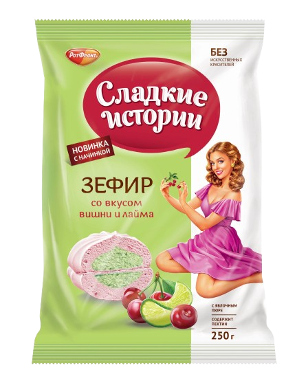 (851) Sladkie istorii marshmallow with cherry and lime flavors, RotFront, 250 g