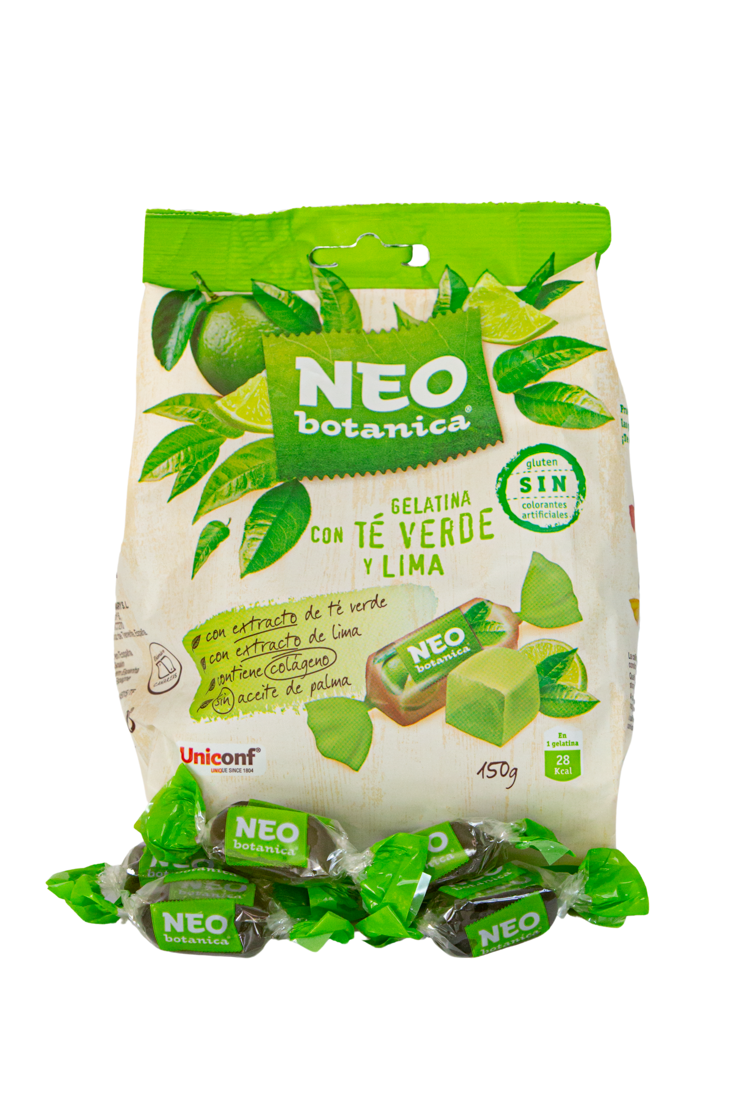 Neo Botanica Jelly with Green Tea & Lime 150g – sugar-free fruit jellies with a refreshing blend of green tea and lime, vegan, gelatin-free, gluten-free, with Halal Food Quality Certificate and IFS Food Certification
