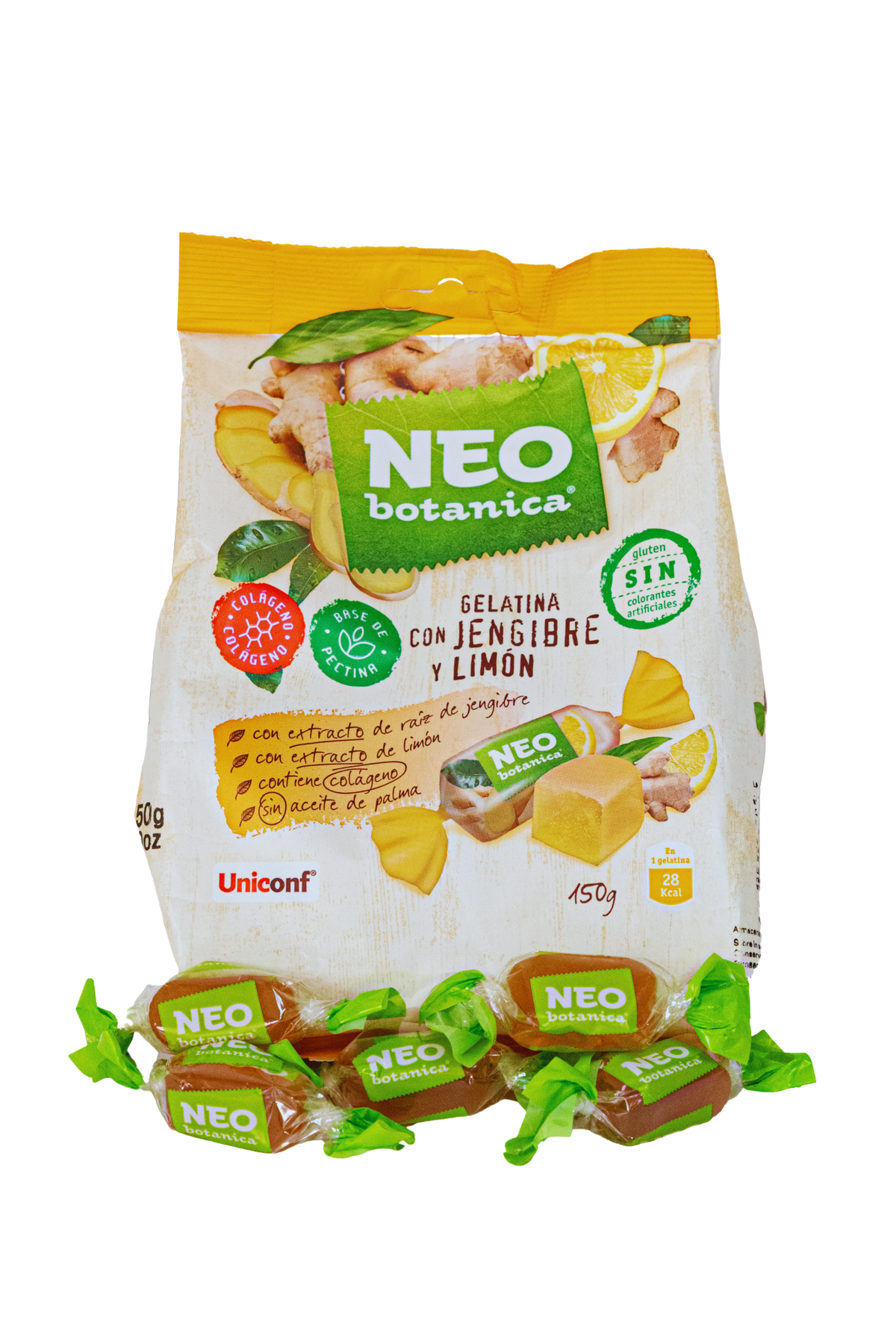 Neo Botanica Lemon & Ginger Jelly Candies 150g – fruity jellies with lemon and ginger flavour, made with natural ingredients – vegan, gelatin-free, gluten-free, with Halal Food Quality Certificate and IFS Food Certification – natural sweets with sugar