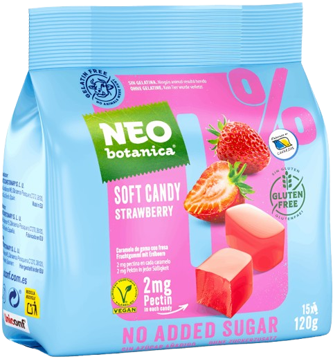 Neo Botanica Strawberry 0% Sugar Jelly 120g – sugar-free fruit jellies with strawberry flavor, vegan and halal – guilt-free diabetic friendly sweets

