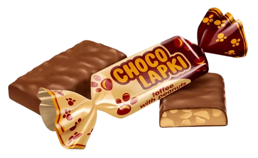 Roshen Chocolapki – Ukrainian toffee candies with peanuts in rich chocolate glaze – chewy nutty sweets and classic confectionery by Roshen

