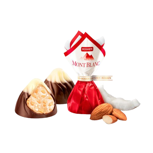 (UA288) Roshen Candy "Mont Blanc Red" with Chocolate Crushed Nuts.
