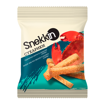 Snekkin wheat crab-flavored croutons 210g – crispy Ukrainian snacks