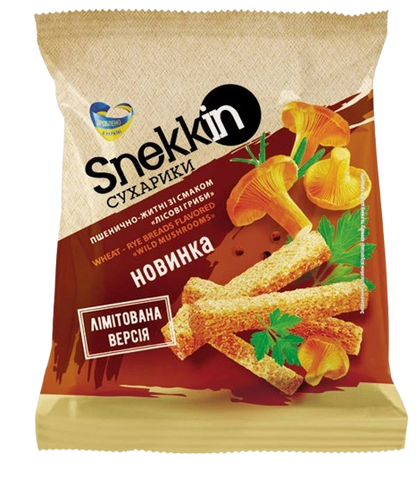 Snekkin wheat-rye croutons forest mushrooms flavor 210g – Ukrainian crispy snacks