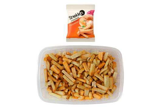 Snekkin wheat-rye croutons kholodets and horseradish flavor 210g – Ukrainian crispy snacks