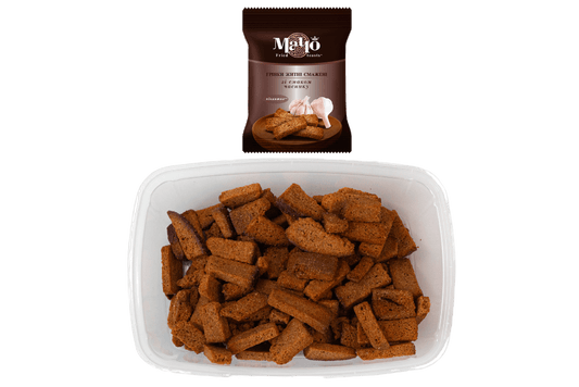 (UA194) Fried rye croutons with garlic flavour Weight 195g. - PLANET OF SWEETS - Box 195g - UA194