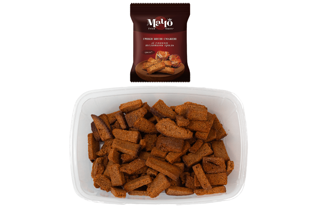(UA195) Fried rye croutons with grilled veal flavor Weight 195g. - PLANET OF SWEETS - Box 195g - UA195