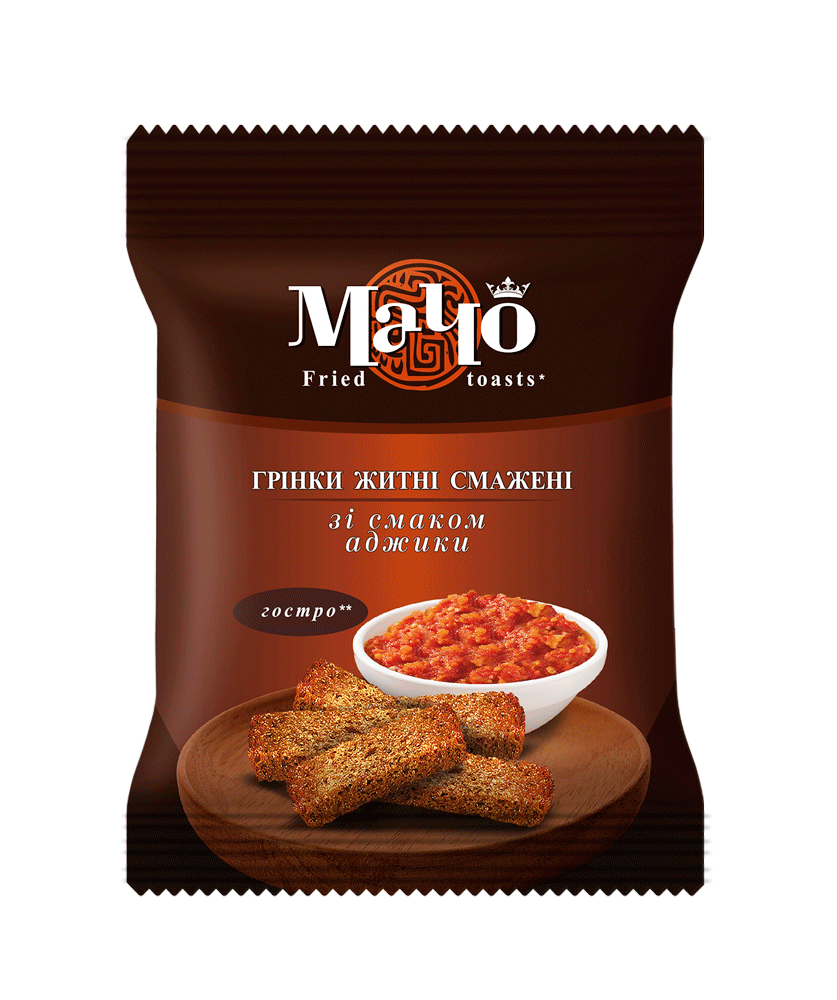 (UA196) Fried rye croutons with adjika flavor Weight 195g. - PLANET OF SWEETS - Box 195g - UA196