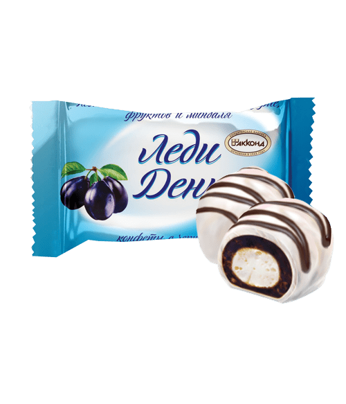 (121) "Lady den" Prunes in white chocolate glaze - PLANET OF SWEETS - Dried fruits - 100g - 121