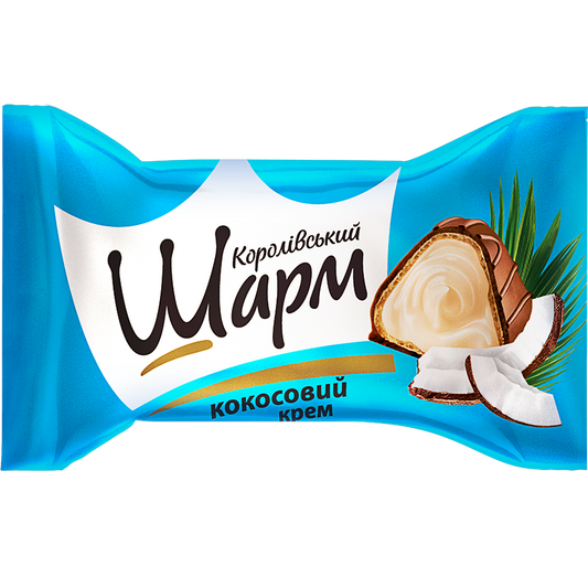 AVK Korolevskiy Sharm – Ukrainian chocolate candies with tender coconut filling – soft creamy coconut sweets and traditional Ukrainian candies by AVK

