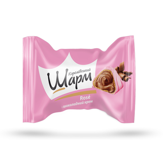 AVK Korolevskiy Sharm Rosé – Ukrainian chocolate candy with rich chocolate cream filling – elegant pyramid-shaped praline

