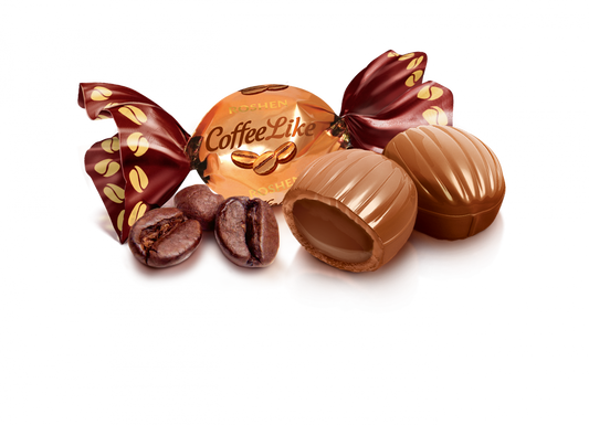 Roshen Coffee Like – Ukrainian caramel candies with liquid milk-coffee filling and natural coffee extract – creamy sweets and traditional Ukrainian candies by Roshen


